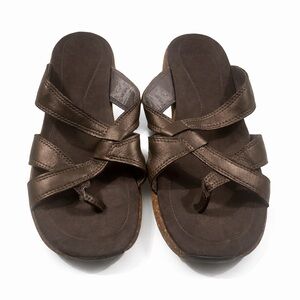 Merrell Sundial Cross Antique Brass Wedge Sandals 6 ✨
